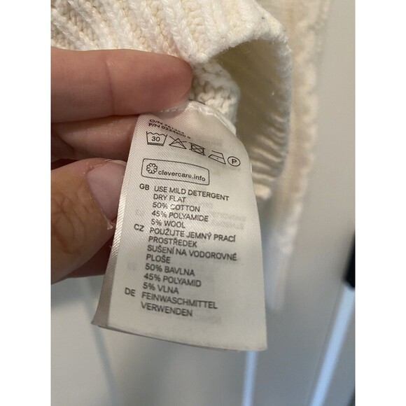 LOGG Label of Graded Goods Sweater H&M Chunky Cable Knit Off White Ivory Size Sm - Picture 6 of 6